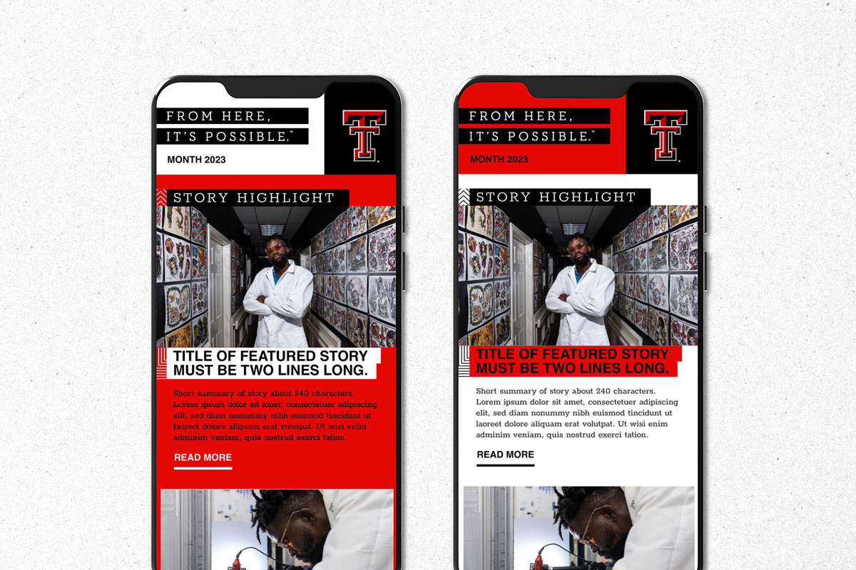 An example of the layouts desinged in two colorways.