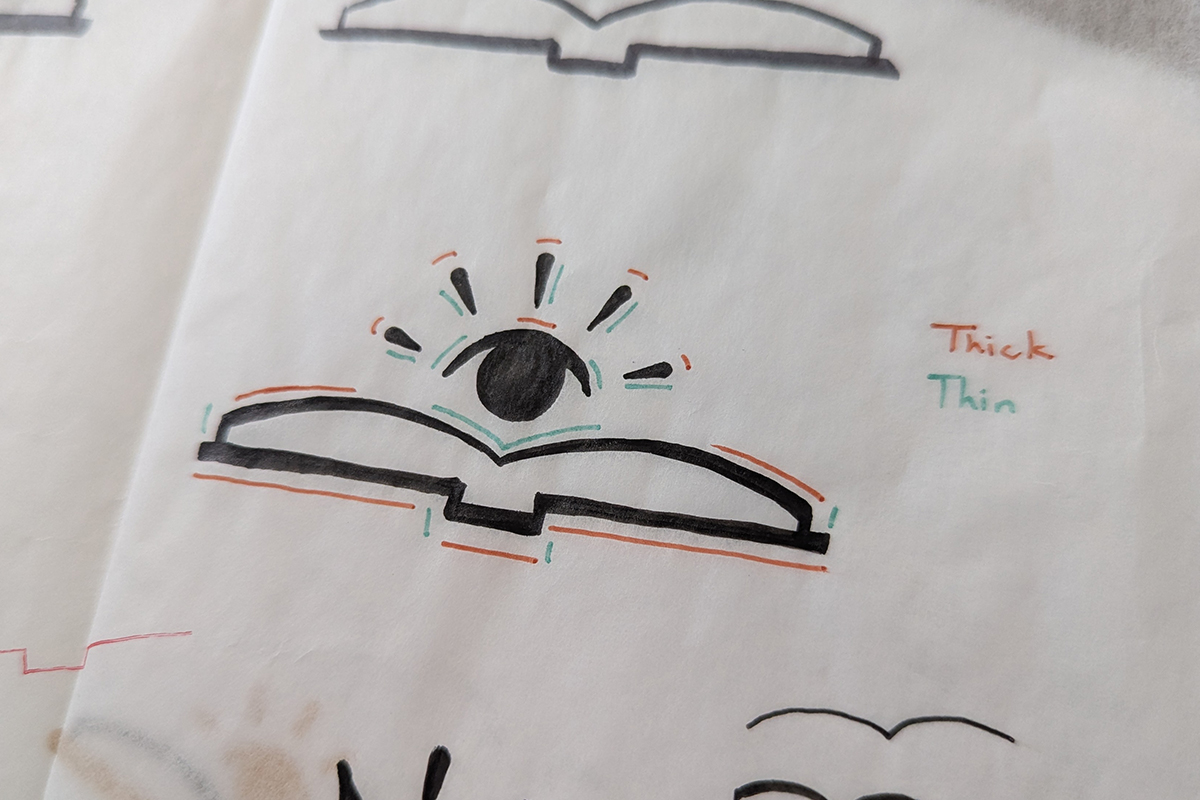 A sketch used in the refining process of the logo.